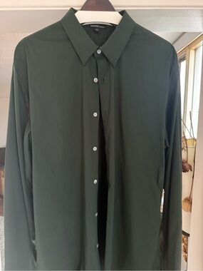 James Perse Los Angeles Made in Italy Button Front Shirt Olive Green Size 3